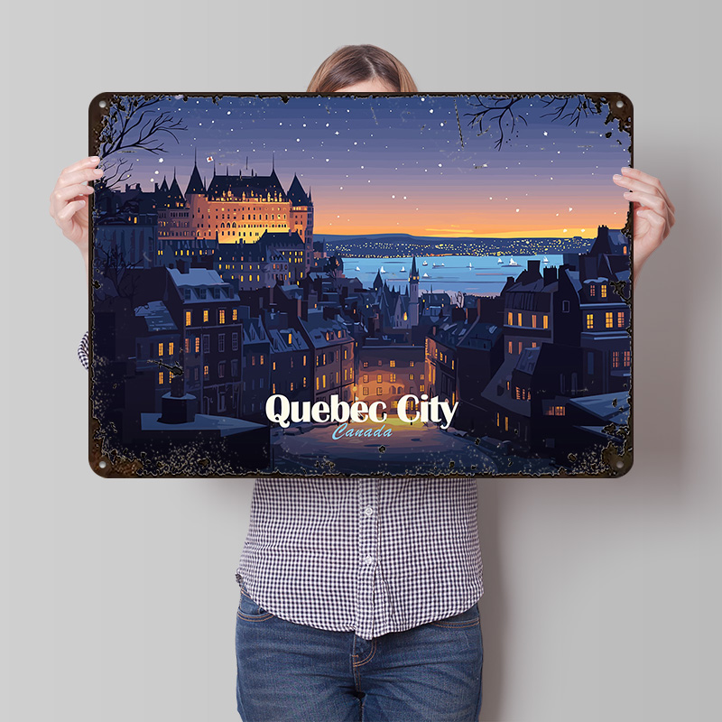 Retro Gaming Quebec - Quebec City At Night Printed Poster