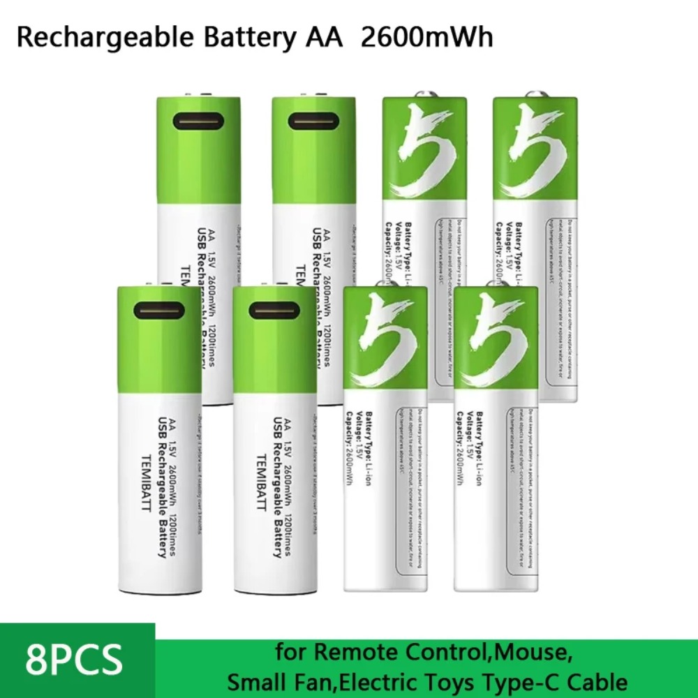 Rechargeable Battery Aa - 8pcs 1.5V AA 2600mWh Battery Capacity
