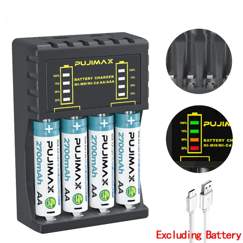 Rechargeable Battery Aa - AA/AAA Battery Charger 4 Slots Intelligent
