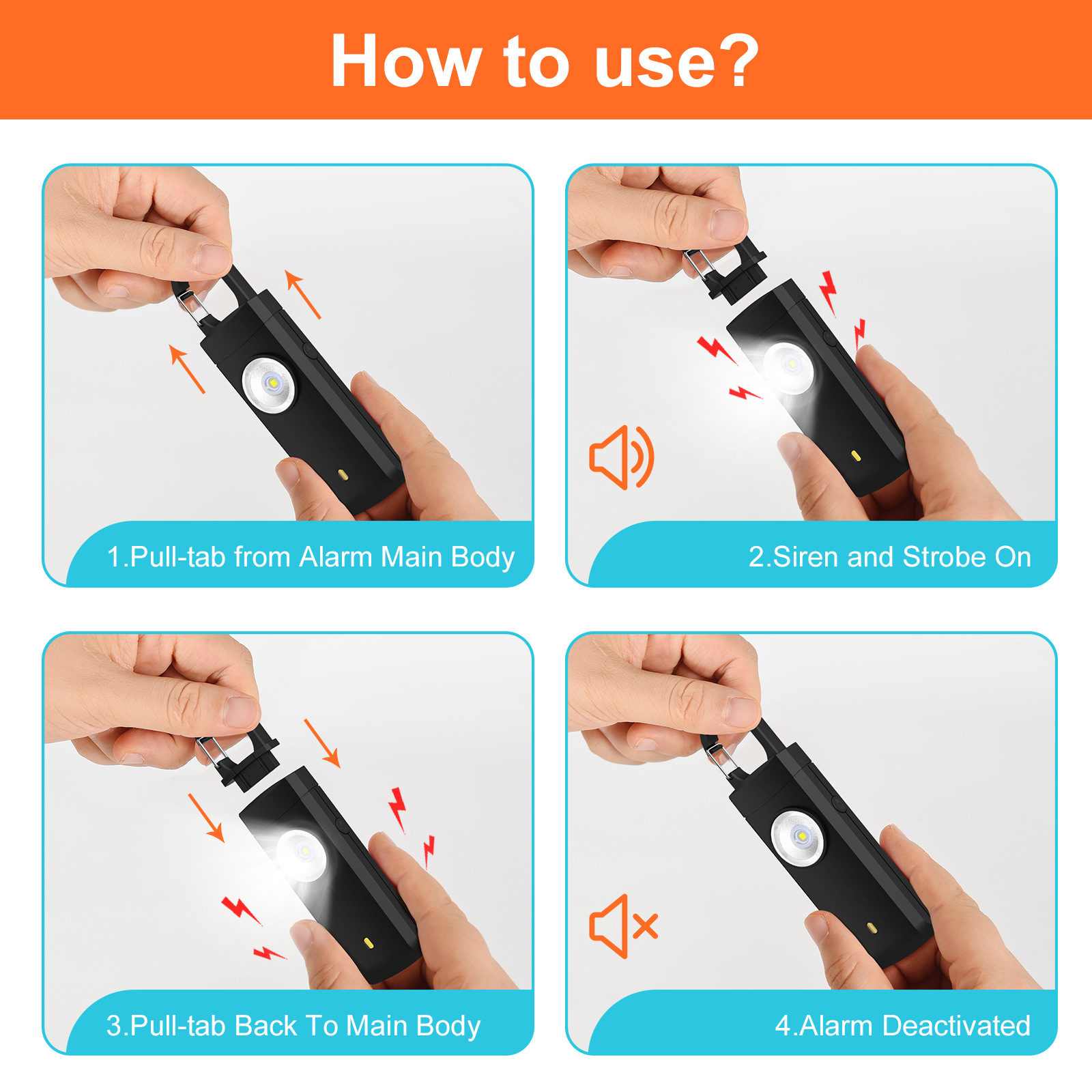 Self Defense Alarm 130dB Anti- - Rechargeable Battery Aa ulasan dan harga
