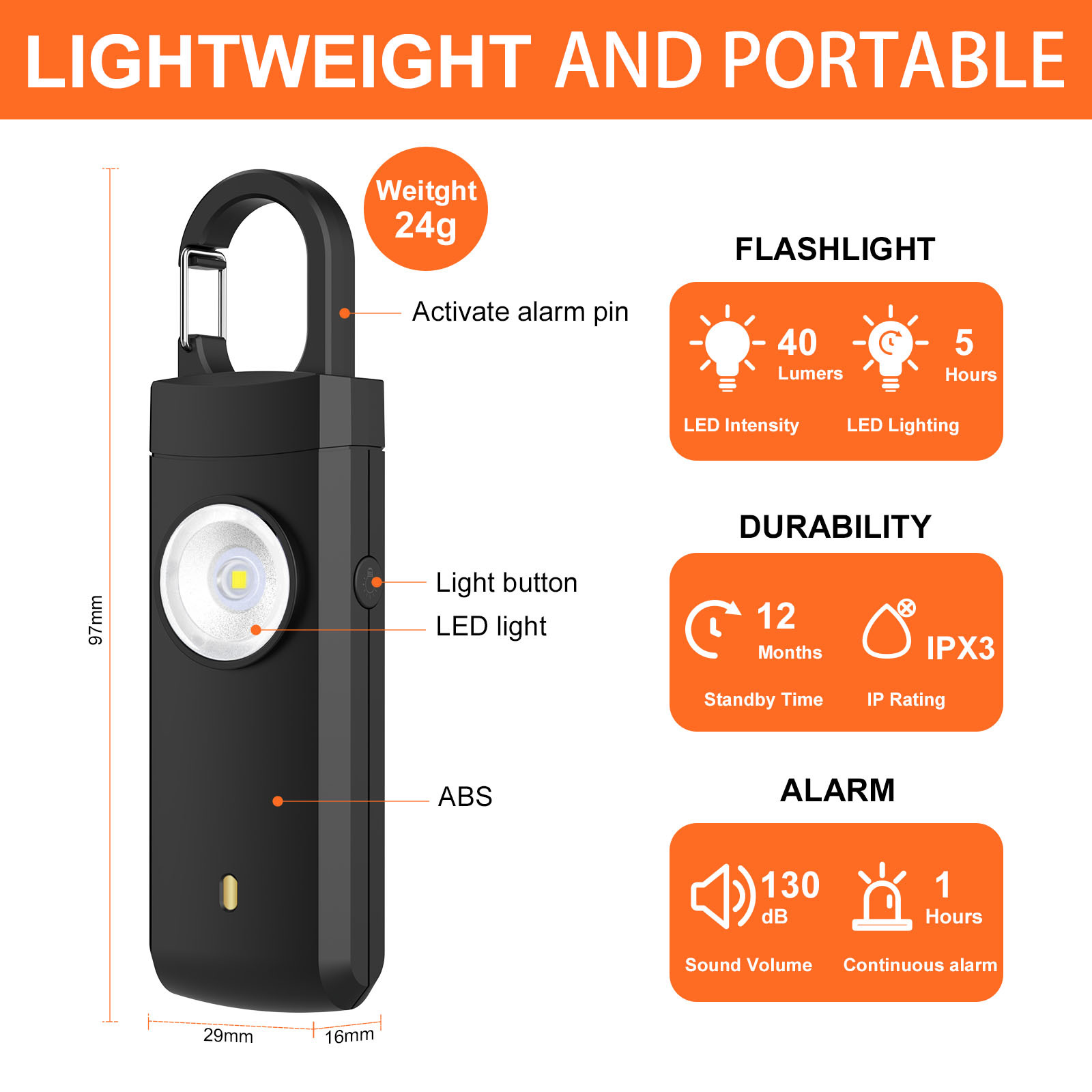 Self Defense Alarm 130dB Anti- - Rechargeable Battery Aa ulasan dan harga