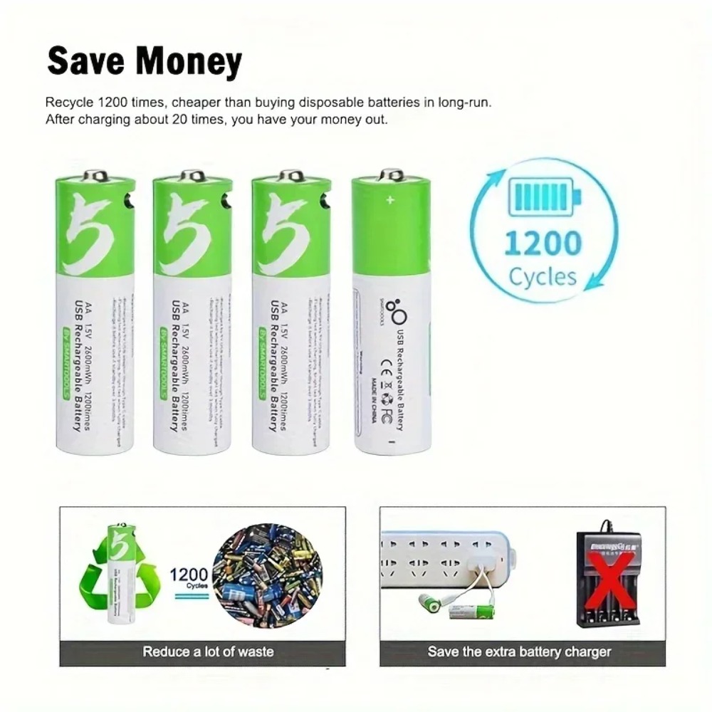 8pcs 1.5V AA 2600mWh  Battery  - Rechargeable Battery Aa ulasan dan harga