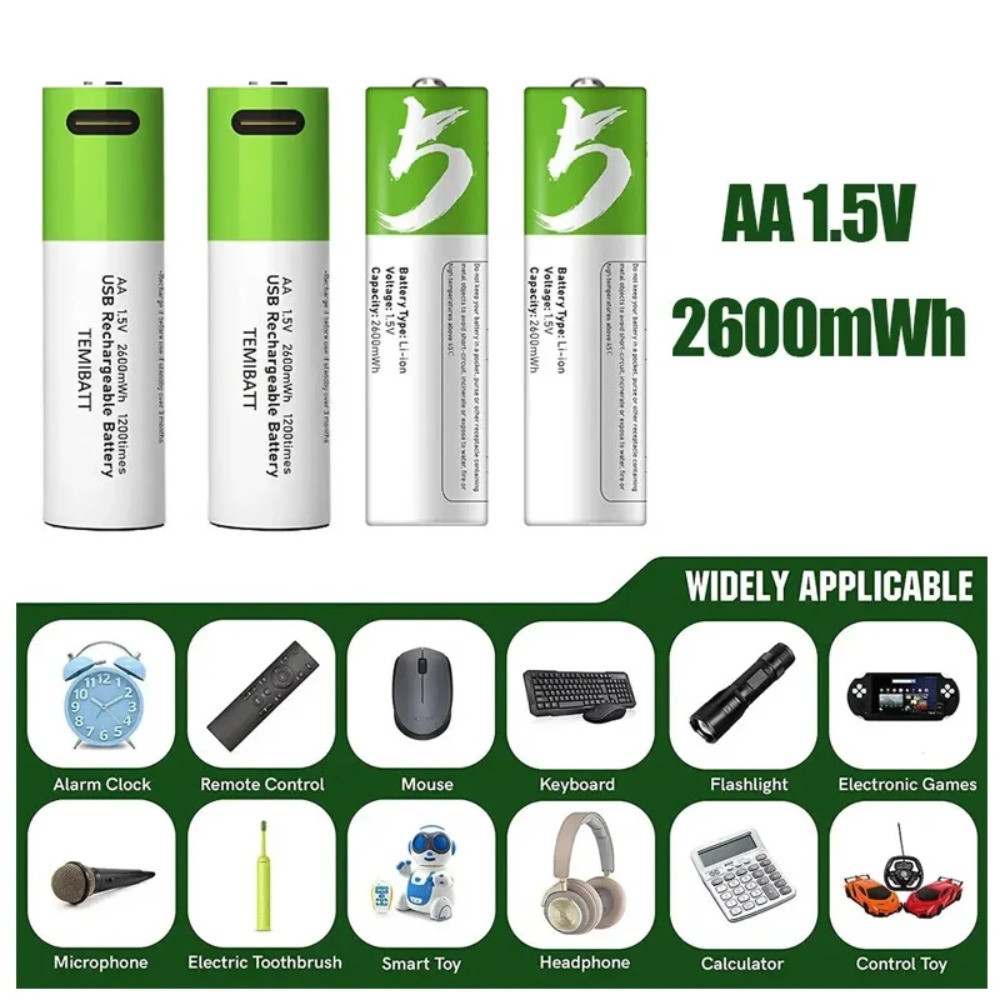 8pcs 1.5V AA 2600mWh  Battery  - Rechargeable Battery Aa ulasan dan harga