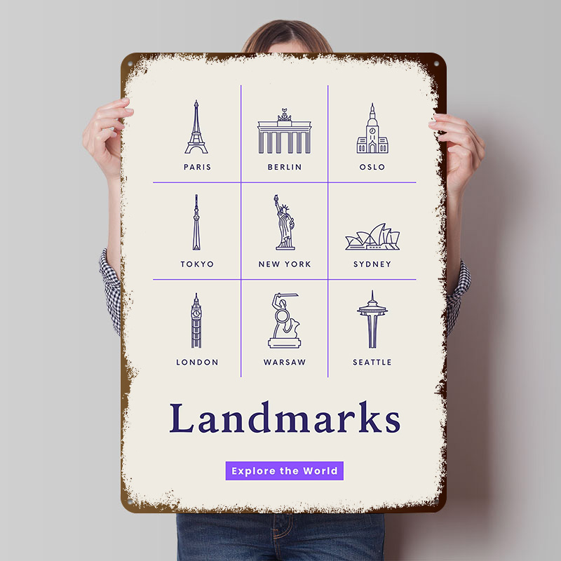 World Landmarks Icons Tinplate - Retro Gaming Icons ulasan dan harga