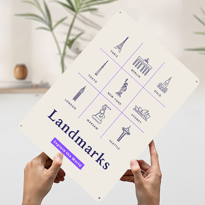 World Landmarks Icons Tinplate - Retro Gaming Icons ulasan dan harga