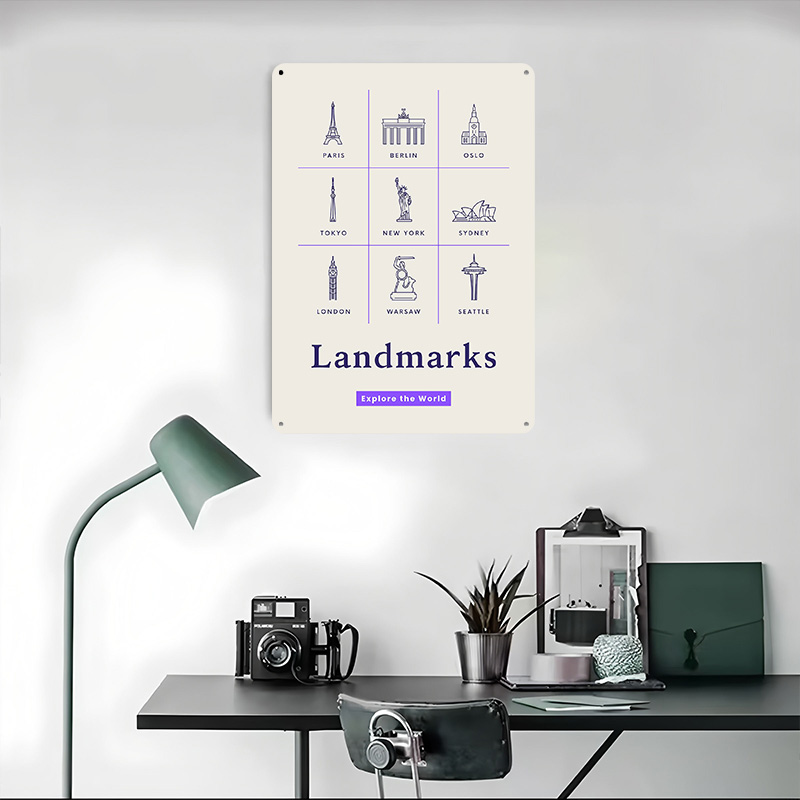 World Landmarks Icons Tinplate - Retro Gaming Icons ulasan dan harga