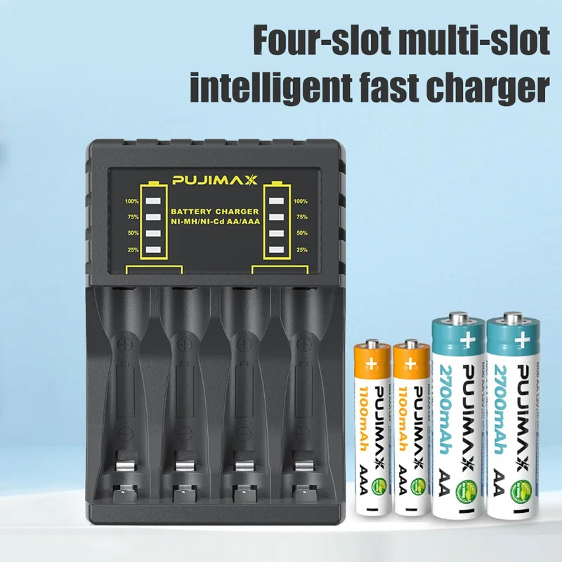 AA/AAA Battery Charger 4 Slots - Rechargeable Battery Aa ulasan dan harga