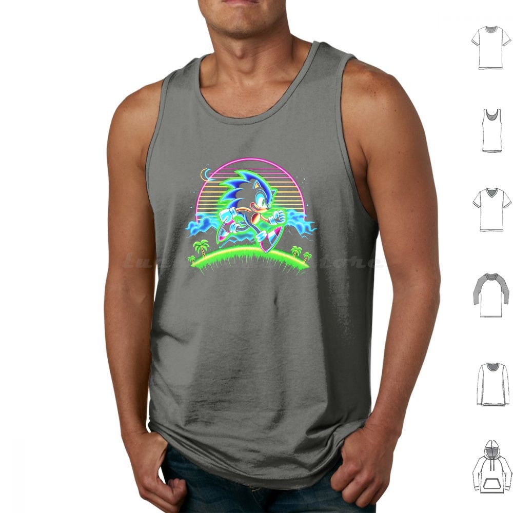 Neon Tank Tops Print Cotton Th - Retro Gaming Icons ulasan dan harga
