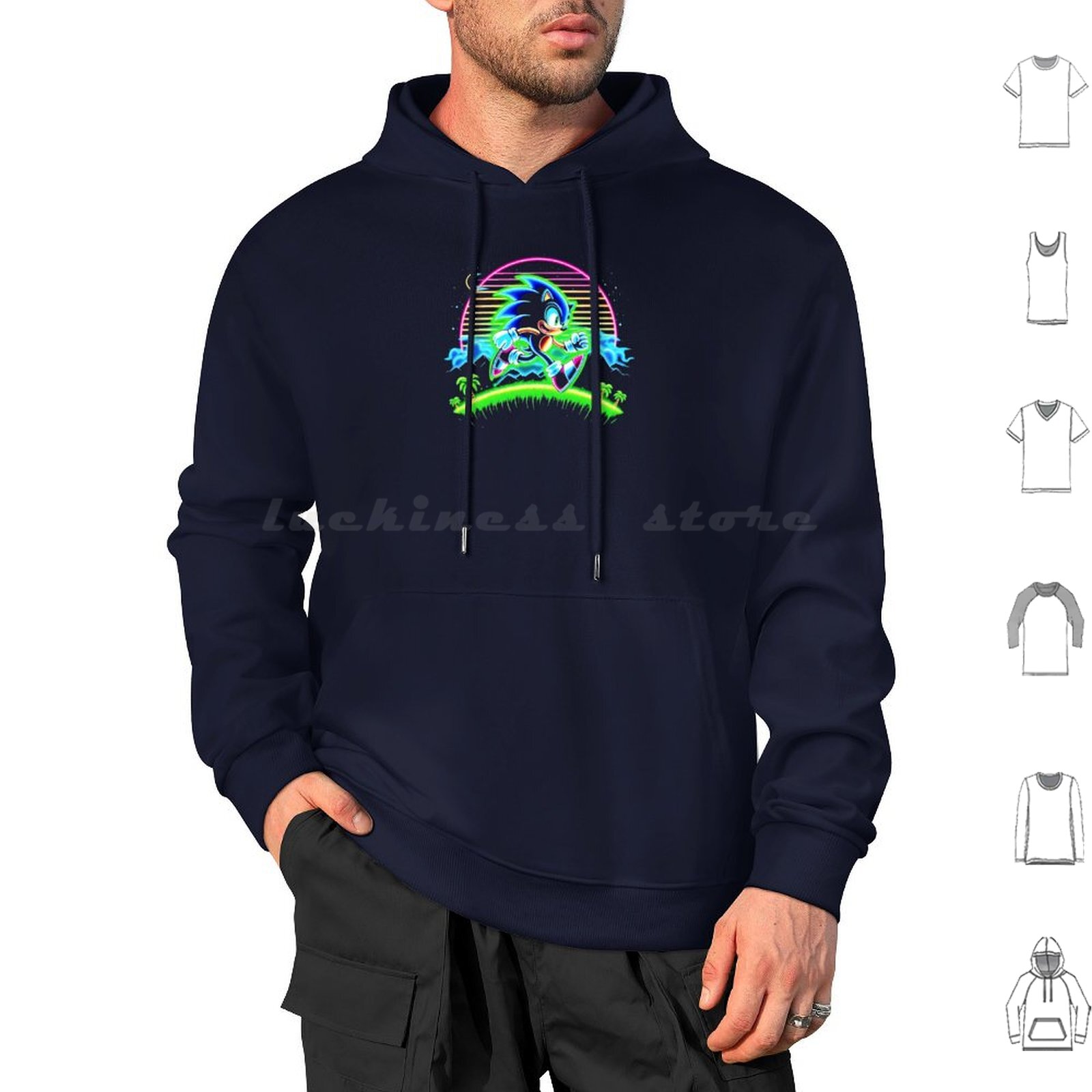 Neon Hoodies Long Sleeve The H - Retro Gaming Icons ulasan dan harga
