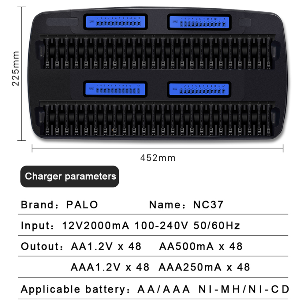 PALO 24/36/48 Slots 1.2V LCD D - Rechargeable Battery Aa ulasan dan harga