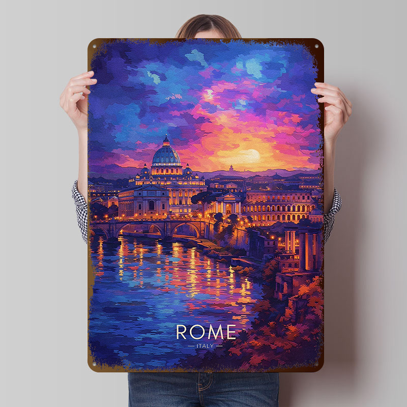 Rome Cityscape At Sunset Tinpl - Retro Gaming At ulasan dan harga