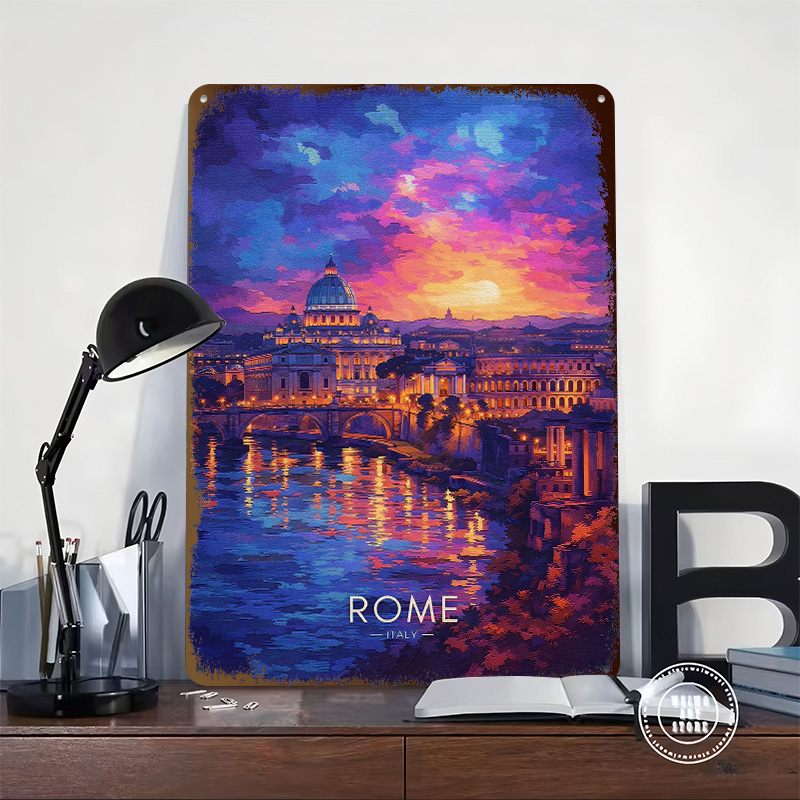 Rome Cityscape At Sunset Tinpl - Retro Gaming At ulasan dan harga