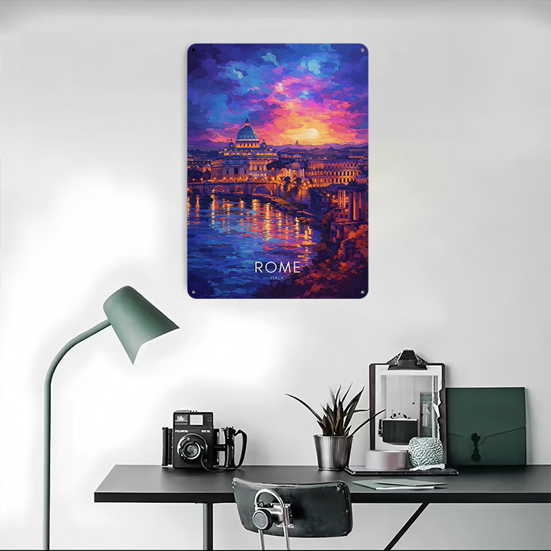 Rome Cityscape At Sunset Tinpl - Retro Gaming At ulasan dan harga